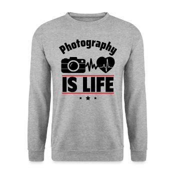 Fotografie ist das Leben - Unisex Pullover - Weißgrau meliert - Vorne - Alina (178cm) & Michal (187cm)