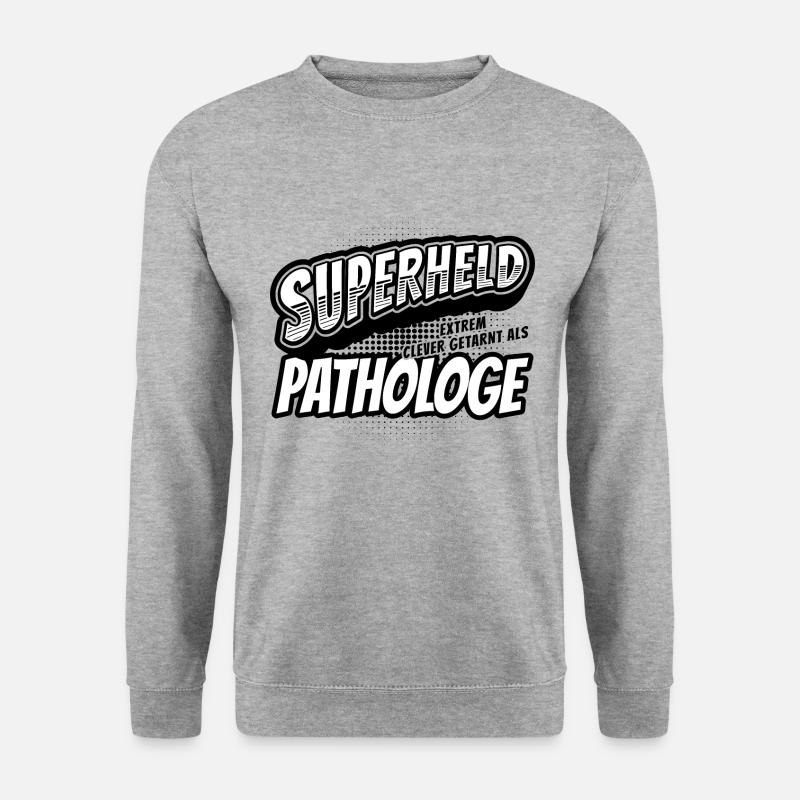 Superheld, clever getarnt als Pathologe - Unisex Pullover - Weißgrau meliert