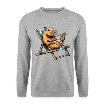 Don't worry be Cappy - Capybara - Holiday - Unisex Sweatshirt - salt & pepper - Front - Alina (178cm) & Michal (187cm)