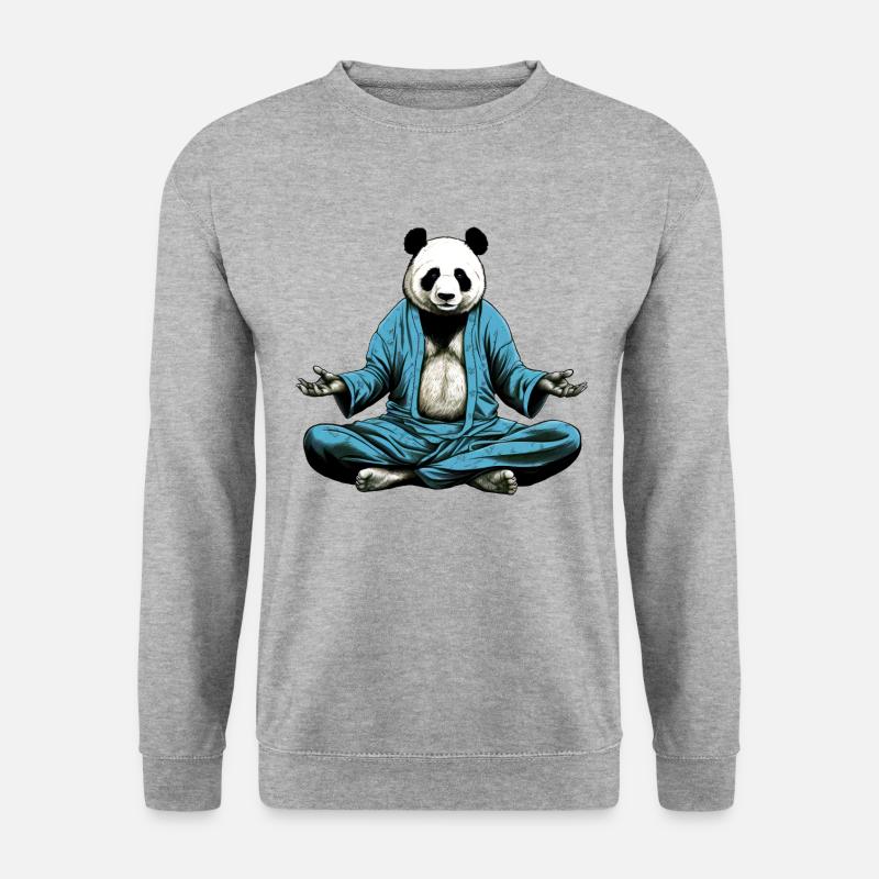 Pandas Yoga - Unisex Pullover - Weißgrau meliert