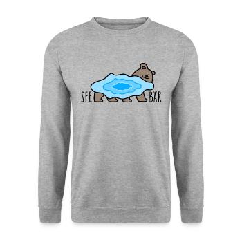Bär und See Seebär - Unisex Pullover - Weißgrau meliert - Vorne - Alina (178cm) & Michal (187cm)