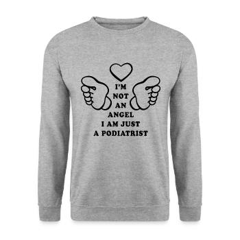 I'm not an angel I'm just a podiatrist - Unisex Sweatshirt - salt & pepper - Front - Alina (178cm) & Michal (187cm)