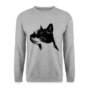 katze cat love i love cats haustier herz - Unisex Pullover - Weißgrau meliert - Vorne - Alina (178cm) & Michal (187cm)