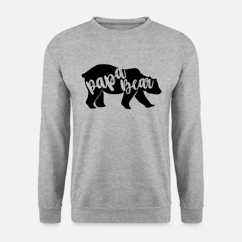 Papa Bear - für Eltern-Baby-Partnerlook - Unisex Pullover - Weißgrau meliert