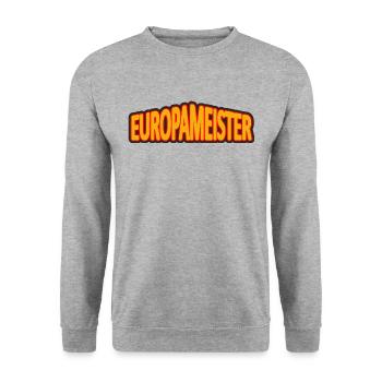 Europameister in Schwarz Rot Gold - Unisex Pullover - Weißgrau meliert - Vorne - Alina (178cm) & Michal (187cm)