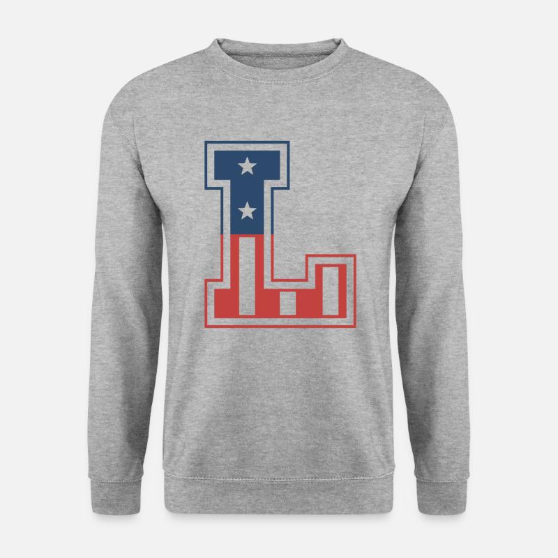 Buchstabe L USA - Unisex Pullover - Weißgrau meliert