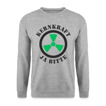Kernkraft, Ja bitte - Unisex Pullover - Weißgrau meliert - Vorne - Alina (178cm) & Michal (187cm)