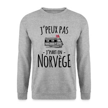 Je part en Norvège - Cadeau voyage RoadTrip - Sweat-shirt Unisexe - gris chiné - Devant - Alina (178cm) & Michal (187cm)