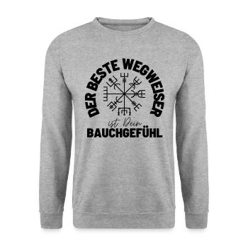 Wegweiser RUNEN viking CELTIC - VEGVISIR - Unisex Pullover - Weißgrau meliert - Vorne - Alina (178cm) & Michal (187cm)