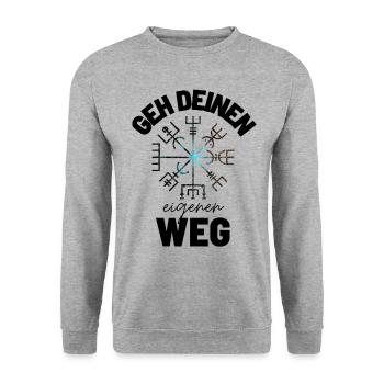 Wegweiser RUNEN viking CELTIC - VEGVISIR - Unisex Pullover - Weißgrau meliert - Vorne - Alina (178cm) & Michal (187cm)