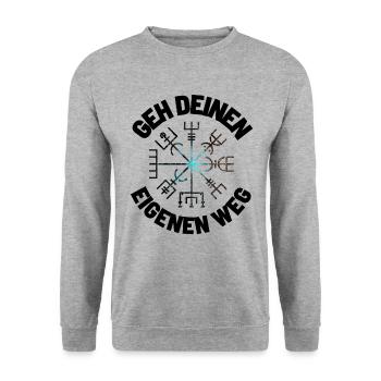 Wegweiser RUNEN viking CELTIC - VEGVISIR - Unisex Pullover - Weißgrau meliert - Vorne - Alina (178cm) & Michal (187cm)