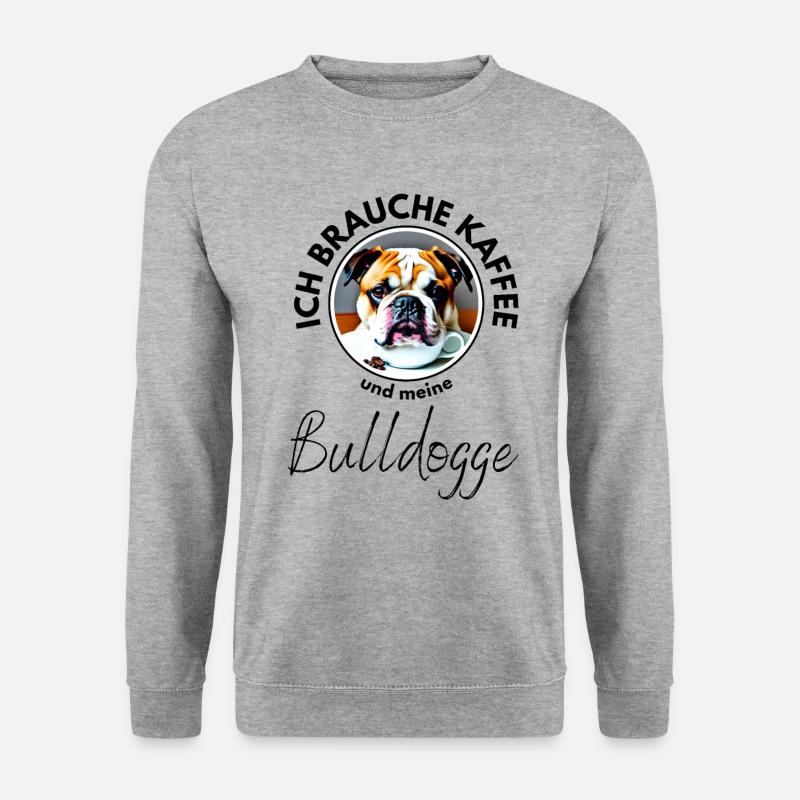Bulldogge HUND Hunde - Unisex Pullover - Weißgrau meliert