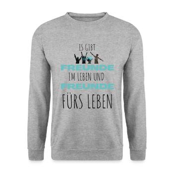 Beste Freunde FREUND Kumpel Kumpels - Unisex Pullover - Weißgrau meliert - Vorne - Alina (178cm) & Michal (187cm)