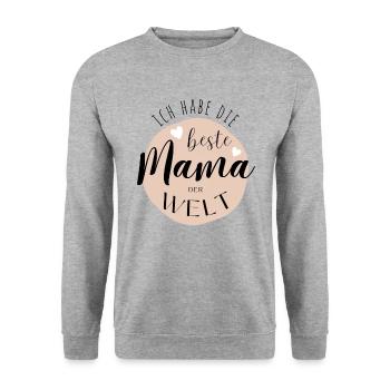 BESTE MAMA - Baby Geschenkidee Muttertag - Unisex Pullover - Weißgrau meliert - Vorne - Alina (178cm) & Michal (187cm)