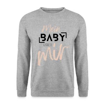 MEIN BABY gehört zu mir - Unisex Pullover - Weißgrau meliert - Vorne - Alina (178cm) & Michal (187cm)