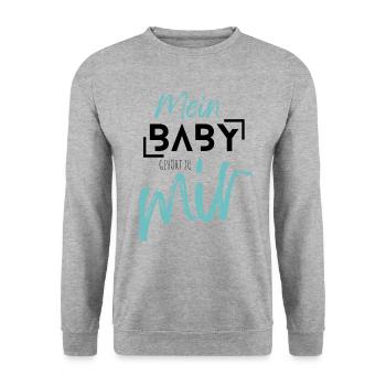 MEIN BABY gehört zu mir - Unisex Pullover - Weißgrau meliert - Vorne - Alina (178cm) & Michal (187cm)