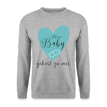 MEIN BABY gehört zu mir - Unisex Pullover - Weißgrau meliert - Vorne - Alina (178cm) & Michal (187cm)