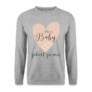 MEIN BABY gehört zu mir - Unisex Pullover - Weißgrau meliert - Vorne - Alina (178cm) & Michal (187cm)