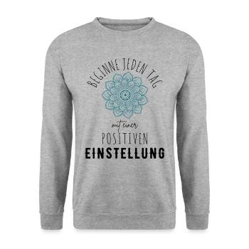 ATTITUDE POSITIVE ÉTAT D’ Motivation - Sweat-shirt Unisexe - gris chiné - Devant - Alina (178cm) & Michal (187cm)