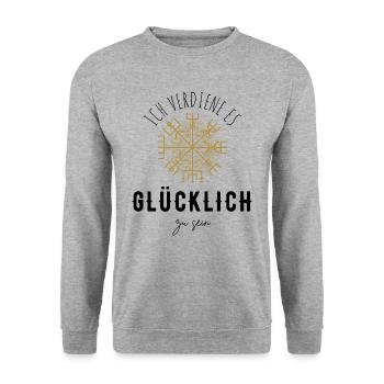 Wegweiser Motivation - VEGVISIR - Unisex Pullover - Weißgrau meliert - Vorne - Alina (178cm) & Michal (187cm)