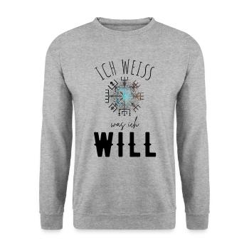 Wegweiser Motivation - VEGVISIR - Unisex Pullover - Weißgrau meliert - Vorne - Alina (178cm) & Michal (187cm)