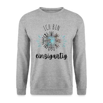 Wegweiser Motivation - VEGVISIR - Unisex Pullover - Weißgrau meliert - Vorne - Alina (178cm) & Michal (187cm)