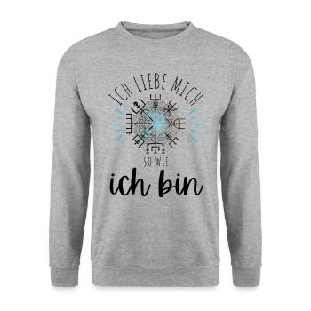 Wegweiser Motivation - VEGVISIR - Unisex Pullover - Weißgrau meliert - Vorne - Alina (178cm) & Michal (187cm)