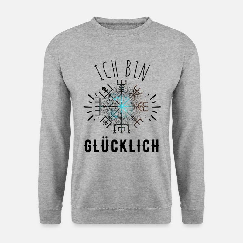 Wegweiser RUNEN Motivation - VEGVISIR - Unisex Pullover - Weißgrau meliert