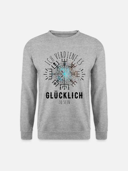 Wegweiser RUNEN Motivation - VEGVISIR - Unisex Pullover - Weißgrau meliert