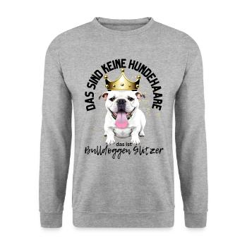 Bulldogge Bulldog Bulldoggen Mama Papa - Unisex Pullover - Weißgrau meliert - Vorne - Alina (178cm) & Michal (187cm)