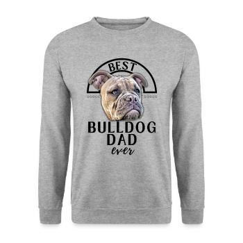 Bulldogge - Bulldog DAD - Bulldoggen Papa - Sweat-shirt Unisexe - gris chiné - Devant - Alina (178cm) & Michal (187cm)