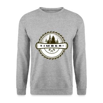 Lumberjack Chainsaw Gift Idea - Unisex Sweatshirt - salt & pepper - Front - Alina (178cm) & Michal (187cm)
