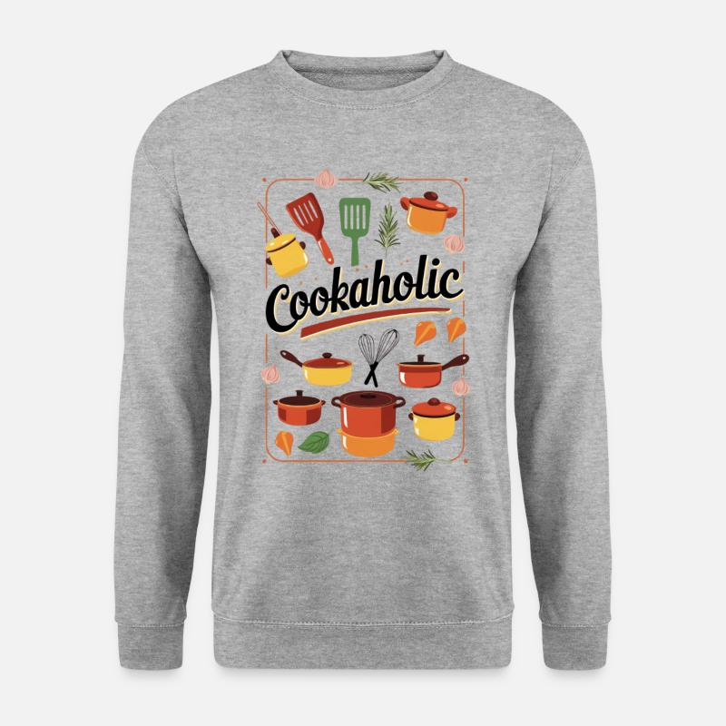 Kochen essen lecker Geschenk - Unisex Pullover - Weißgrau meliert