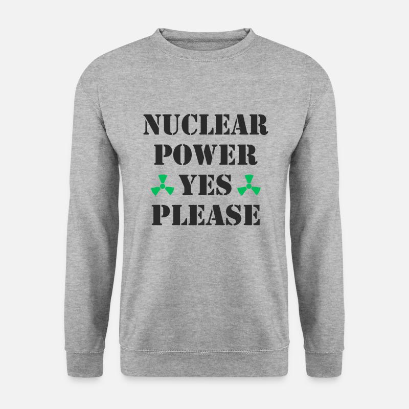 Atomkraft, Ja bitte, Kernenergie - Unisex Pullover - Weißgrau meliert