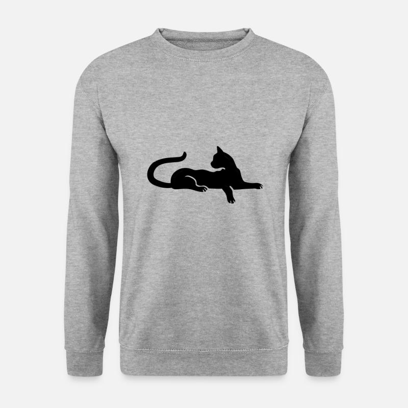 Katze Katzen Silhouette - Unisex Pullover - Weißgrau meliert