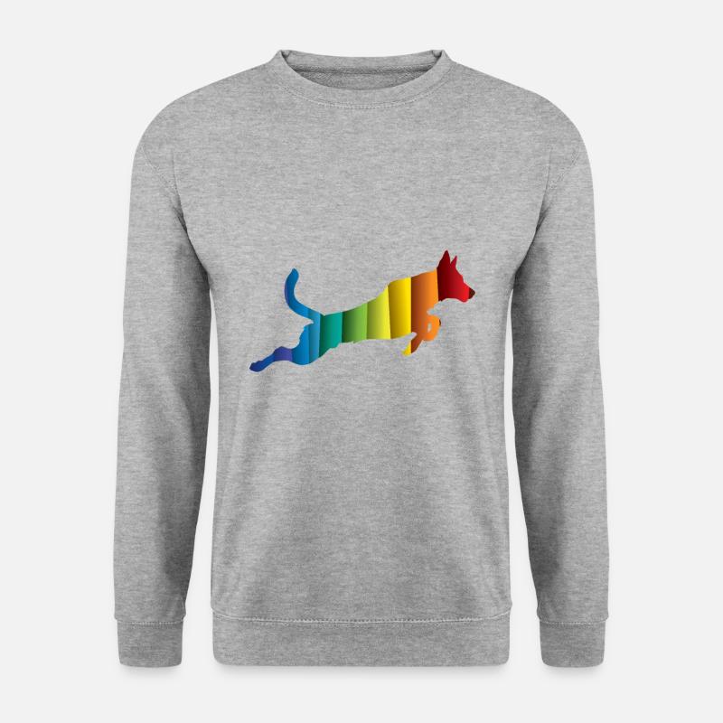 Malinois Springen Jagen Laufen - Unisex Pullover - Weißgrau meliert