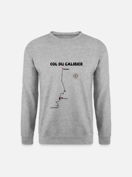 Col du Galibier 2642 m Serpentine in Frankreich - Unisex Pullover - Weißgrau meliert