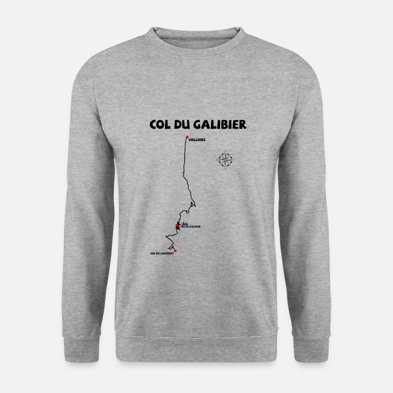 Col du Galibier 2642 m Serpentine in Frankreich - Unisex Pullover - Weißgrau meliert