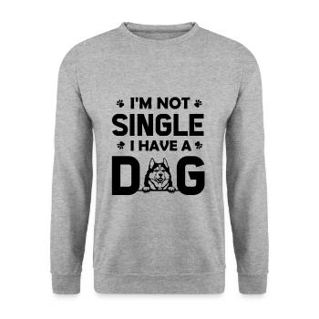 Ich bin nicht Single - Ich hab einen Husky - Unisex Pullover - Weißgrau meliert - Vorne - Alina (178cm) & Michal (187cm)