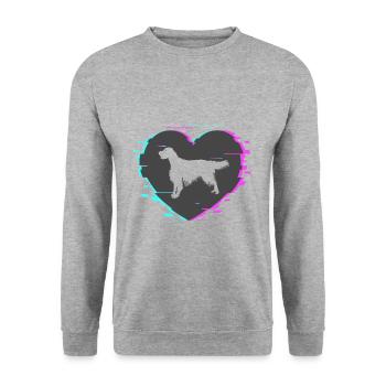 English Setter au coeur avec un look rétro - Sweat-shirt Unisexe - gris chiné - Devant - Alina (178cm) & Michal (187cm)