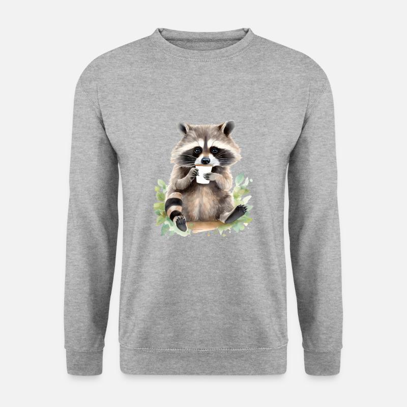 Waschbecken mit Kaffee -Aquarellstil - Unisex Pullover - Weißgrau meliert