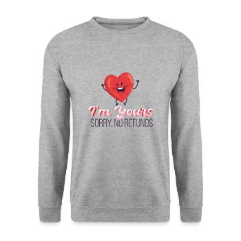 I am yours I am yours no exchange - Unisex Sweatshirt - salt & pepper - Front - Alina (178cm) & Michal (187cm)