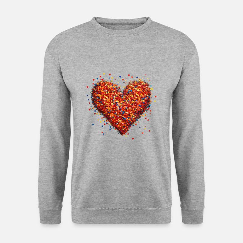 Konfetti Herz - Unisex Pullover - Weißgrau meliert