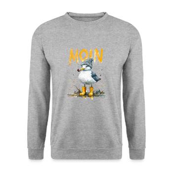 Seaman Seagull in the Wadden Sea with Moin - Unisex Sweatshirt - salt & pepper - Front - Alina (178cm) & Michal (187cm)