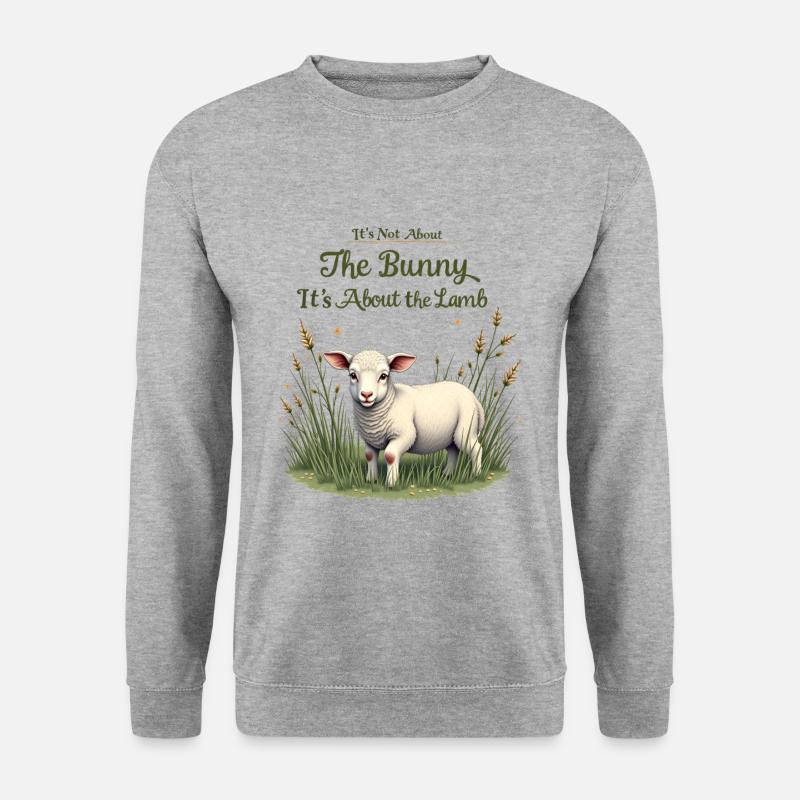 Es geht nicht um den Hasen, es geht um Lamb Ostern - Unisex Pullover - Weißgrau meliert