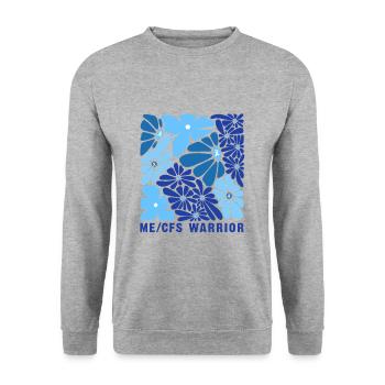 ME CFS Warrior Blumenmuster - Unisex Pullover - Weißgrau meliert - Vorne - Alina (178cm) & Michal (187cm)