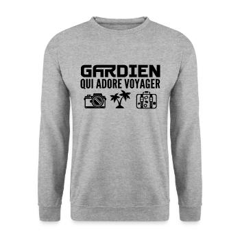 Travelers & Guardians: Passion & Discovery - Unisex Sweatshirt - salt & pepper - Front - Alina (178cm) & Michal (187cm)