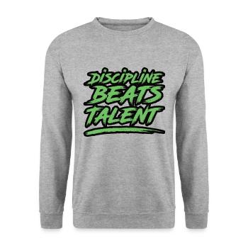 Discipline Beats Talent - Unisex Sweatshirt - salt & pepper - Front - Alina (178cm) & Michal (187cm)