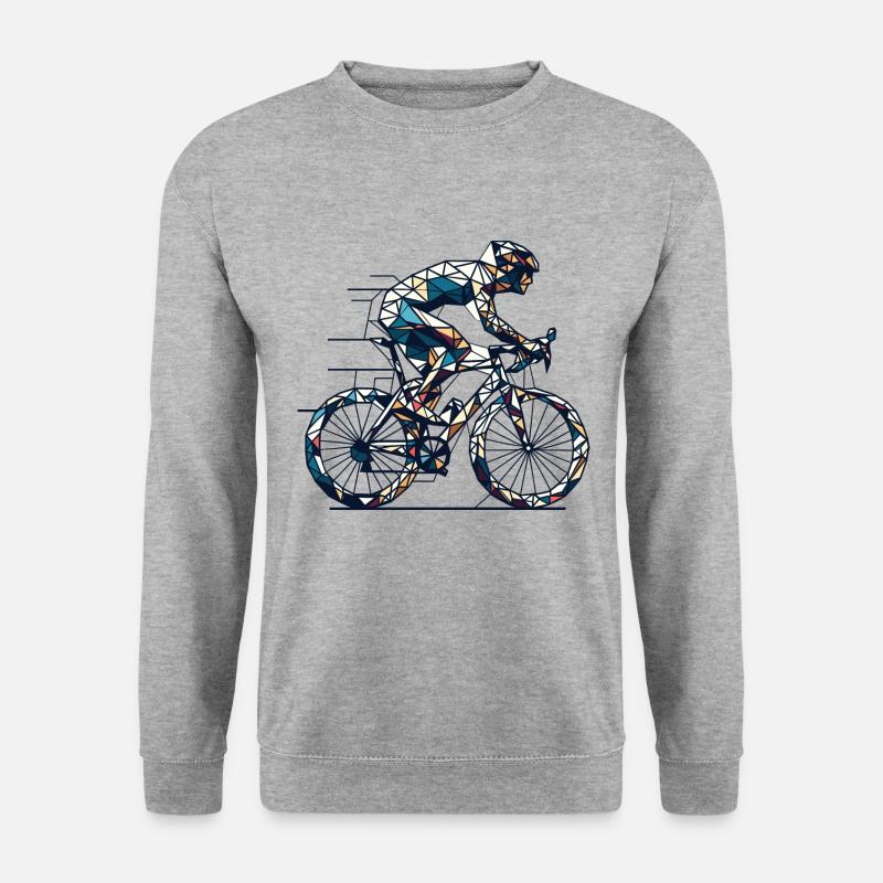 Vektor Polygon Radfahrer Rennrad Kunst - Unisex Pullover - Weißgrau meliert