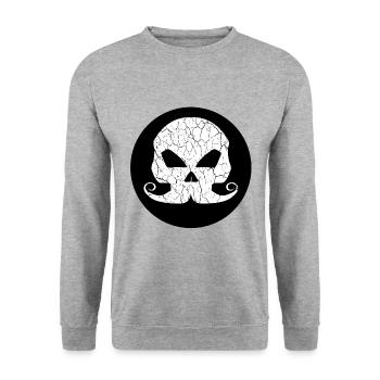 Skull Totenkopf Bones Schnurrbart - Unisex Pullover - Weißgrau meliert - Vorne - Alina (178cm) & Michal (187cm)